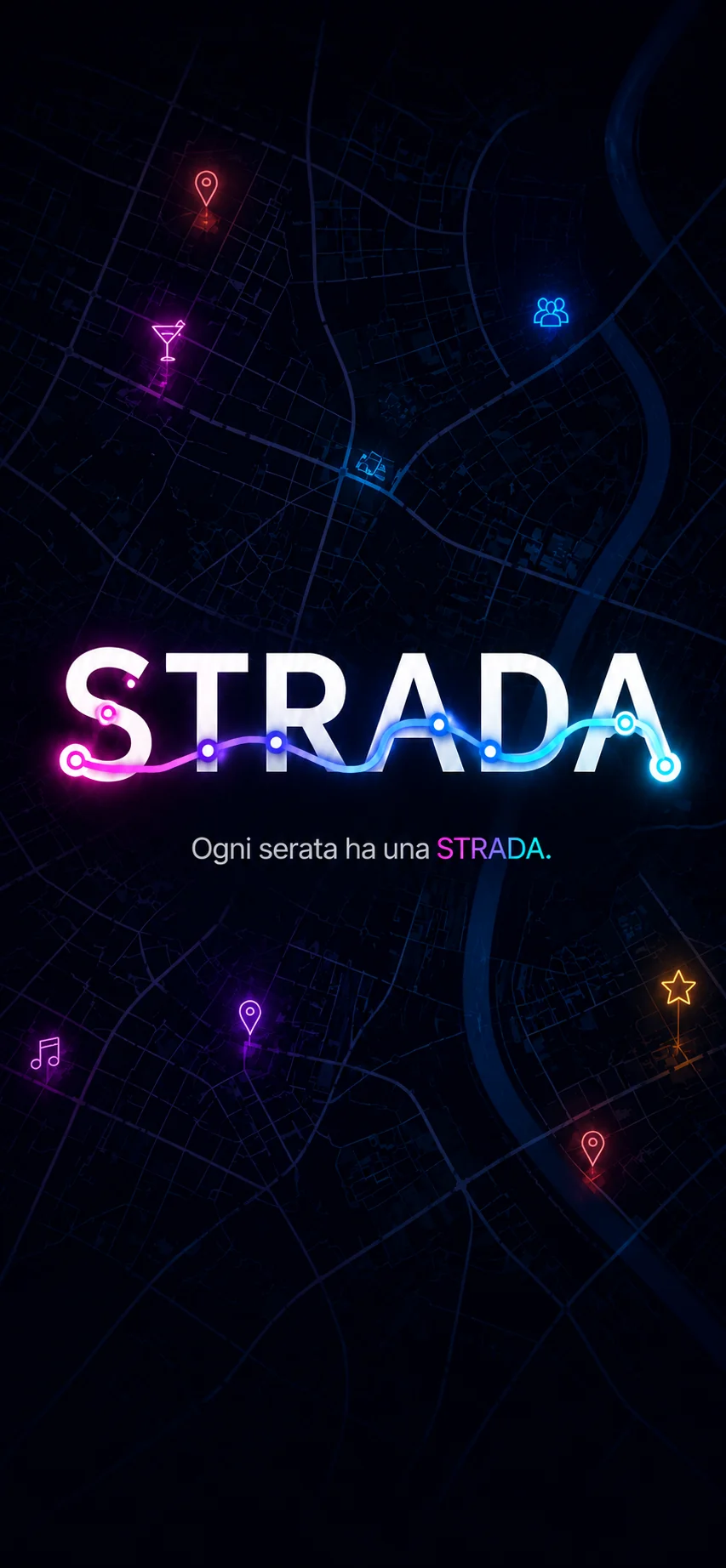 Schermata iniziale neon di STRADA